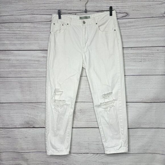 TOPSHOP MOTO HAYDEN 100% COTTON‎ DISTRESSED WHITE ANKLE JEANS WOMEN'S SIZE 28 - Picture 1 of 7